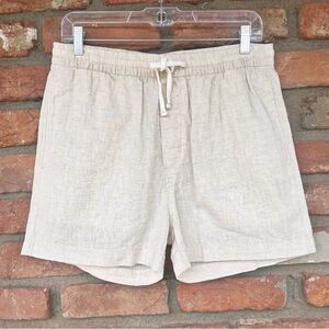 H&M Linen Blend Drawstring Pull-on Boxer Shorts Neutral Khaki Size Small